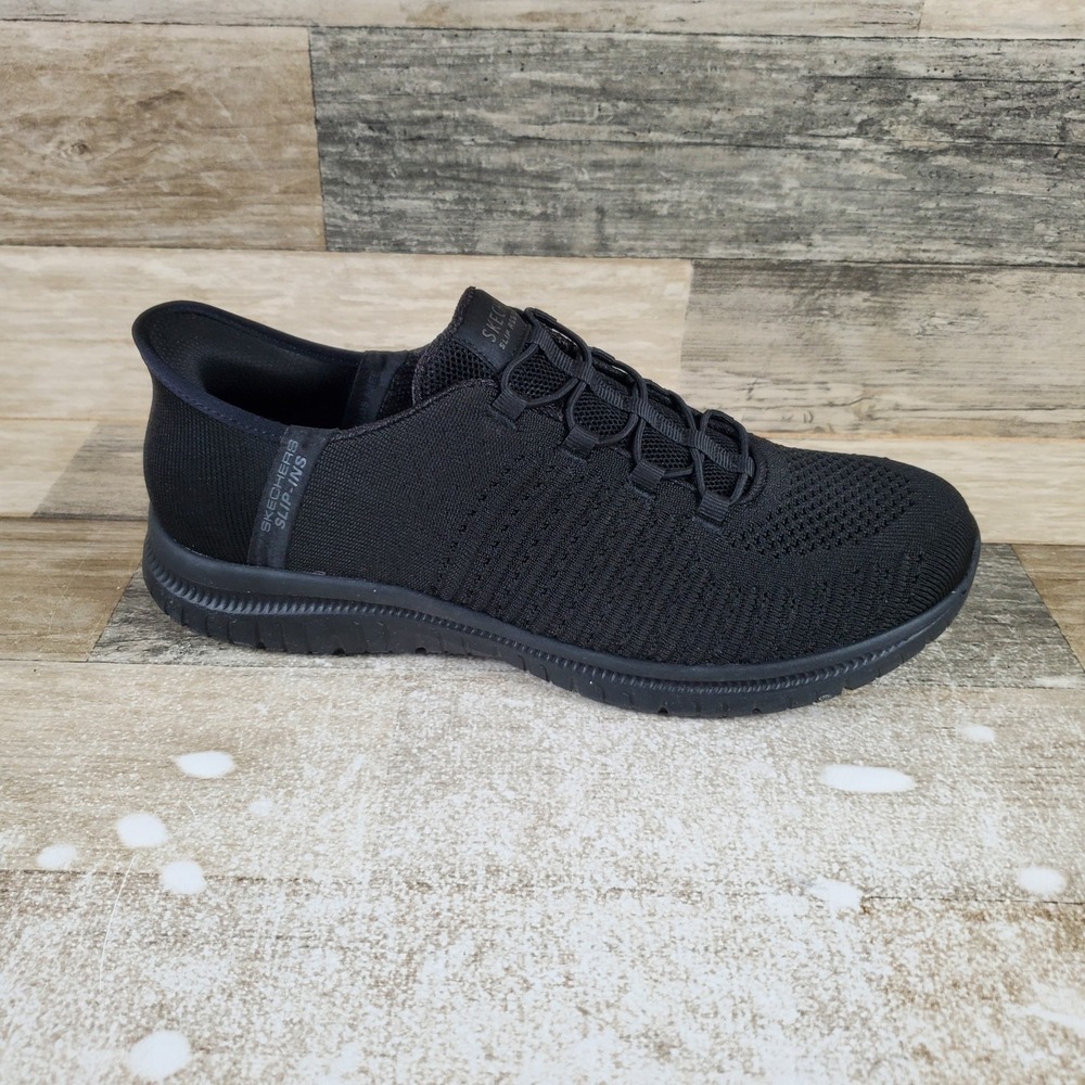 Skechers Virtue Valsea Womens Shoes Sz 9 Black Athletic Mesh Lace Up Sneakers